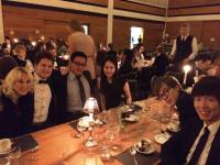 Making new friends with the Portuguese PhD couple during Queens' College formal dinner